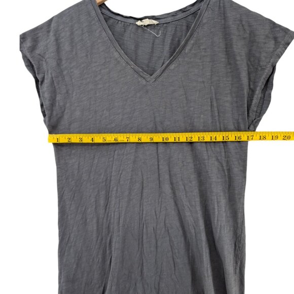 Mystree Bleached Slub Midi Dress Grey White Sleeveless Cotton V Neck Size S - Picture 7 of 10